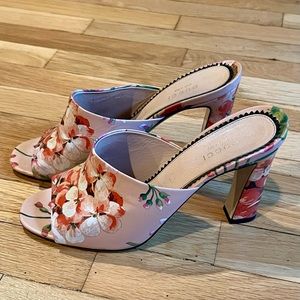 Gucci Blooms Leather Slide Heels Sz 38